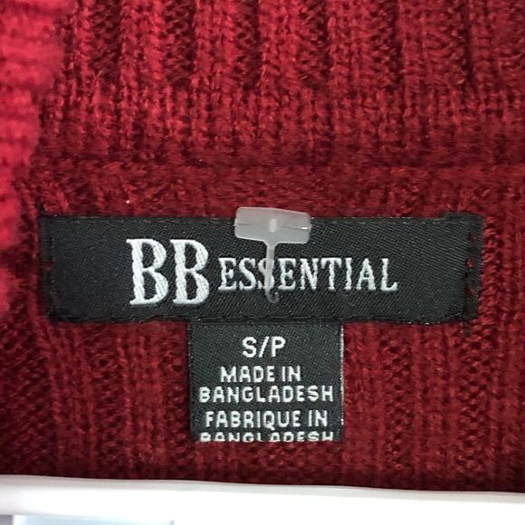 𝅺BB Essential Size Small Burgundy Cowl Neck Cable Knit Sweater - Picture 4 of 5